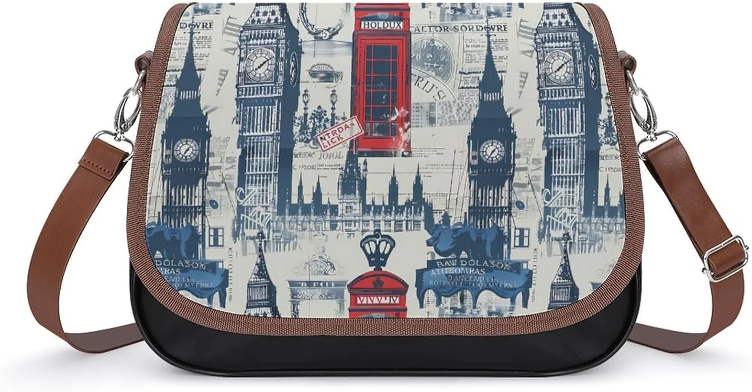 Theme of Uk And London British Flag Crossbody Purses for Women PU Leather Shoulder Bag Handbag Clucth