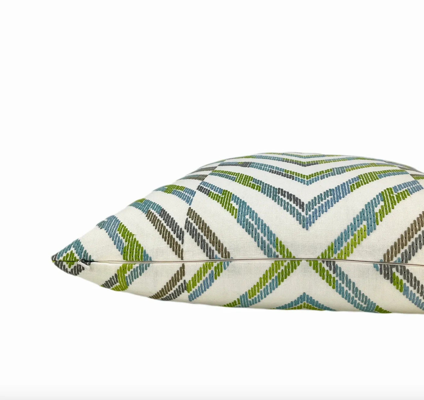 Thibaut Hamilton Embroidery Spa Blue White Throw Pillow
