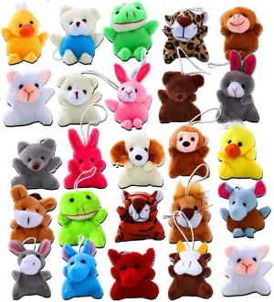 ThinkMax 24 Pack Mini Plush Animals Toy Assortment, Small Stuffed Animals in Bulk for Kids Party Favor, Easter Eggs Fillers