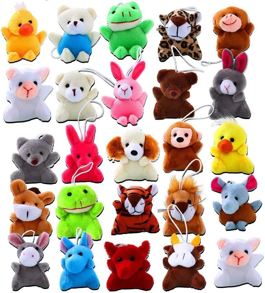 ThinkMax 24 Pack Mini Plush Animals Toy Assortment, Small Stuffed Animals in Bulk for Kids Party Favor, Easter Eggs Fillers