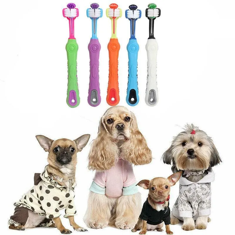Three Sided Dog Toothbrush Reduce Tartar Teeth Comfortable Cleaning Oral Care Au