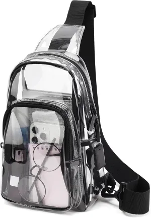 TINYAT Clear Sling Bag Stadium Approved Transparent Bag Crossbody Casual Shoulder Chest Bag for Men Women,T9060