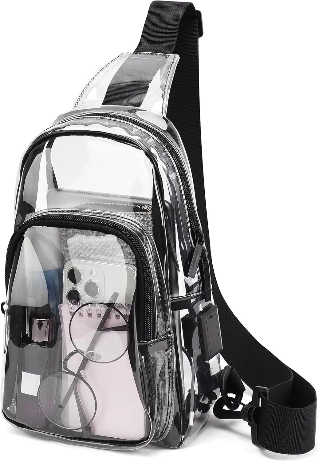 TINYAT Clear Sling Bag Stadium Approved Transparent Bag Crossbody Casual Shoulder Chest Bag for Men Women,T9060