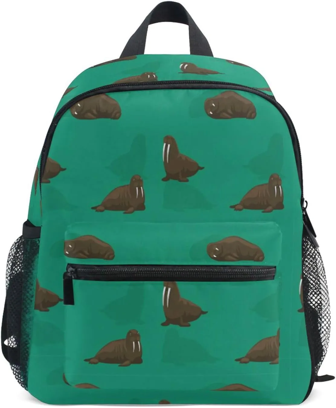 Toddler Backpack for Boys Girls Walrus Green Preschool Kindergarten Schoolbag Mini Book Bag For School Travel S