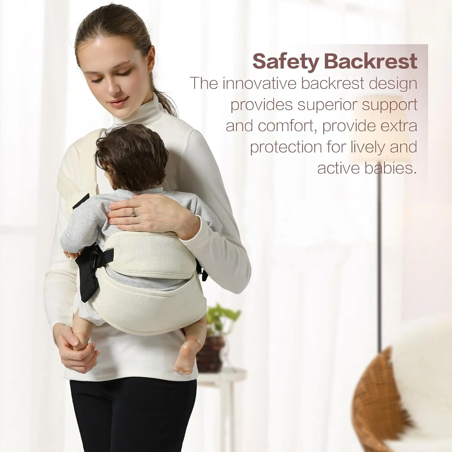 Toddler Sling Carrier, Toddler Carrier Sling Easy to Use, Baby Sling Hip Carriers with Backrest, Beige
