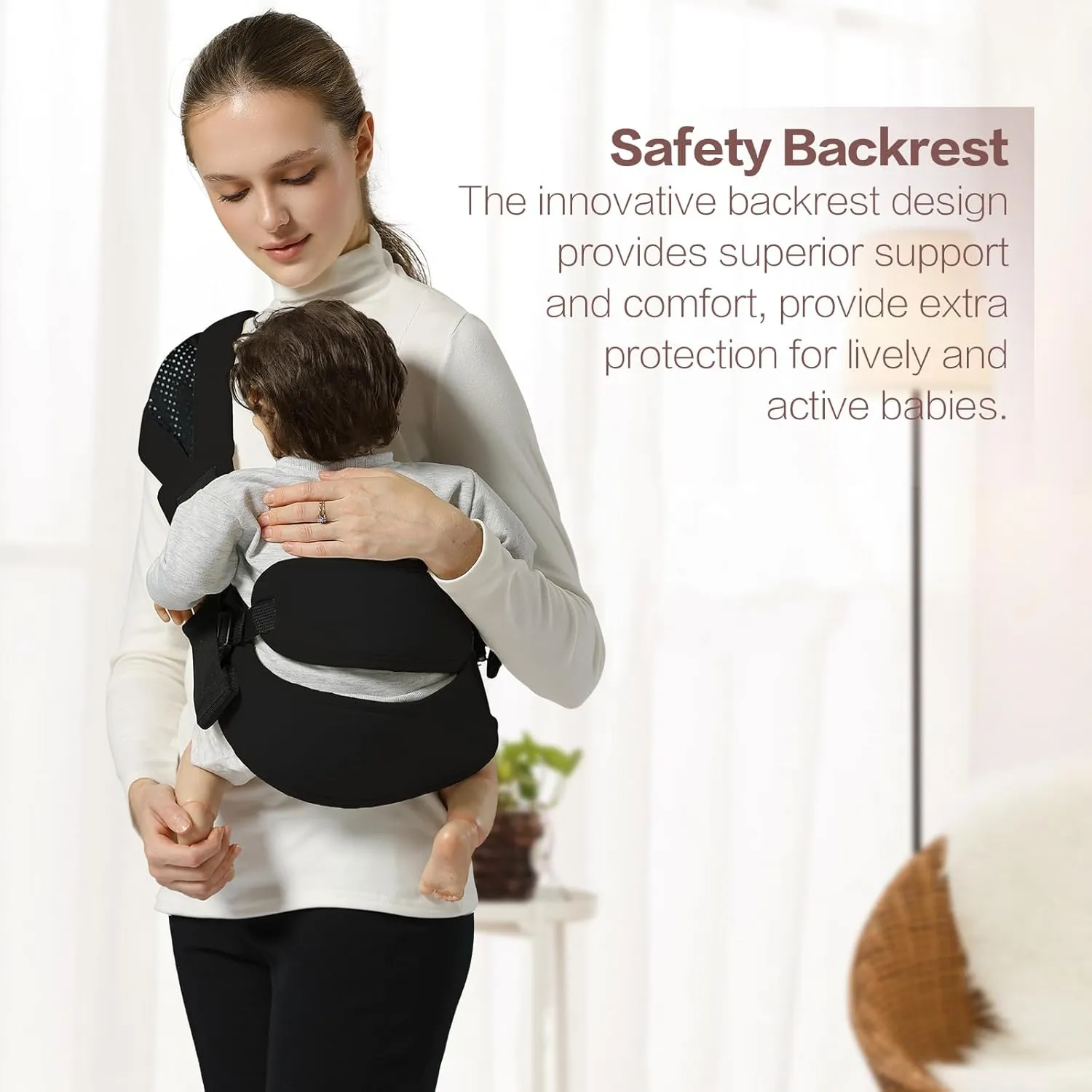 Toddler Sling Carrier, Toddler Carrier Sling Easy to Use, Baby Sling Hip Carriers with Backrest, Black