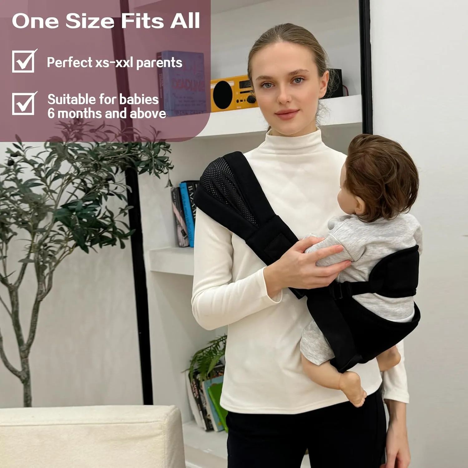 Toddler Sling Carrier, Toddler Carrier Sling Easy to Use, Baby Sling Hip Carriers with Backrest, Black