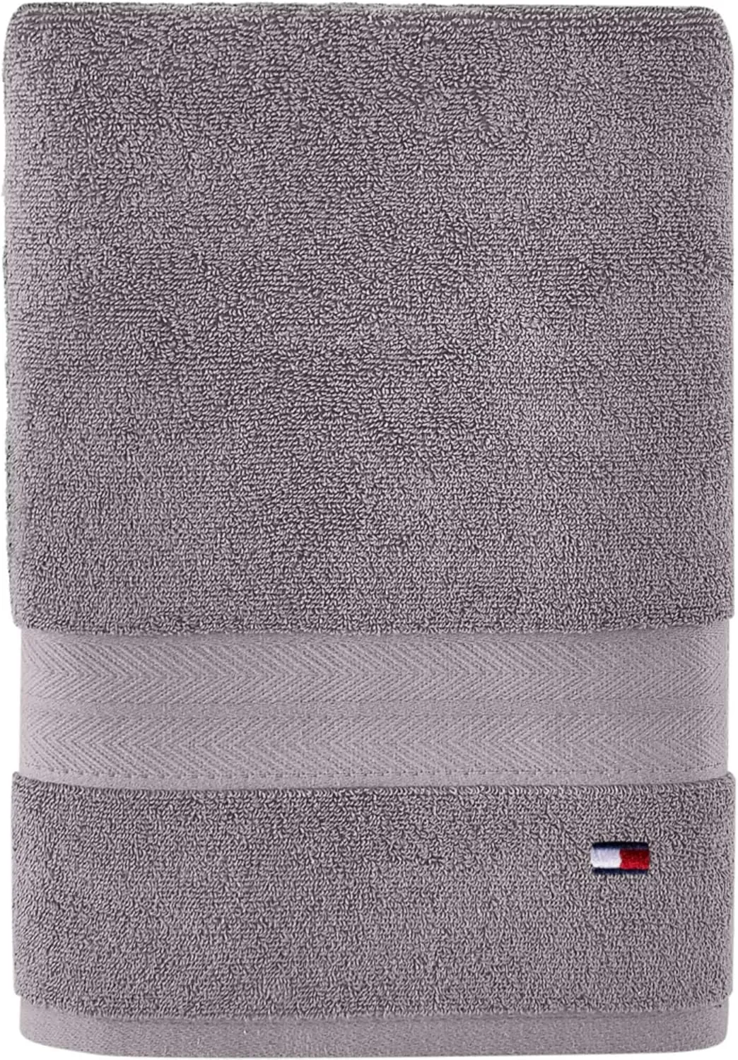 Tommy Hilfiger Modern American Solid Bath Towel, 30 X 54 Inches, 100% Cotton 574 GSM (Steel Grey)