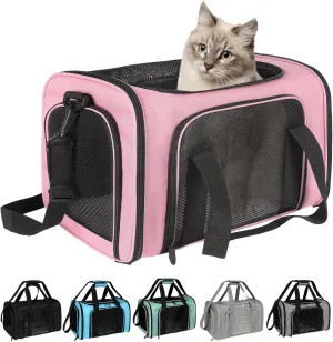 Top tasta Dog Cat Carrier Pet Carriers for Small Medium Large Cats Dogs Carrier Soft Sided Small Puppy Dog Carrier Purse 15 lbs Portable Foldable Airline Approved Dog Cat Travel Carrier Pink 18x11x11