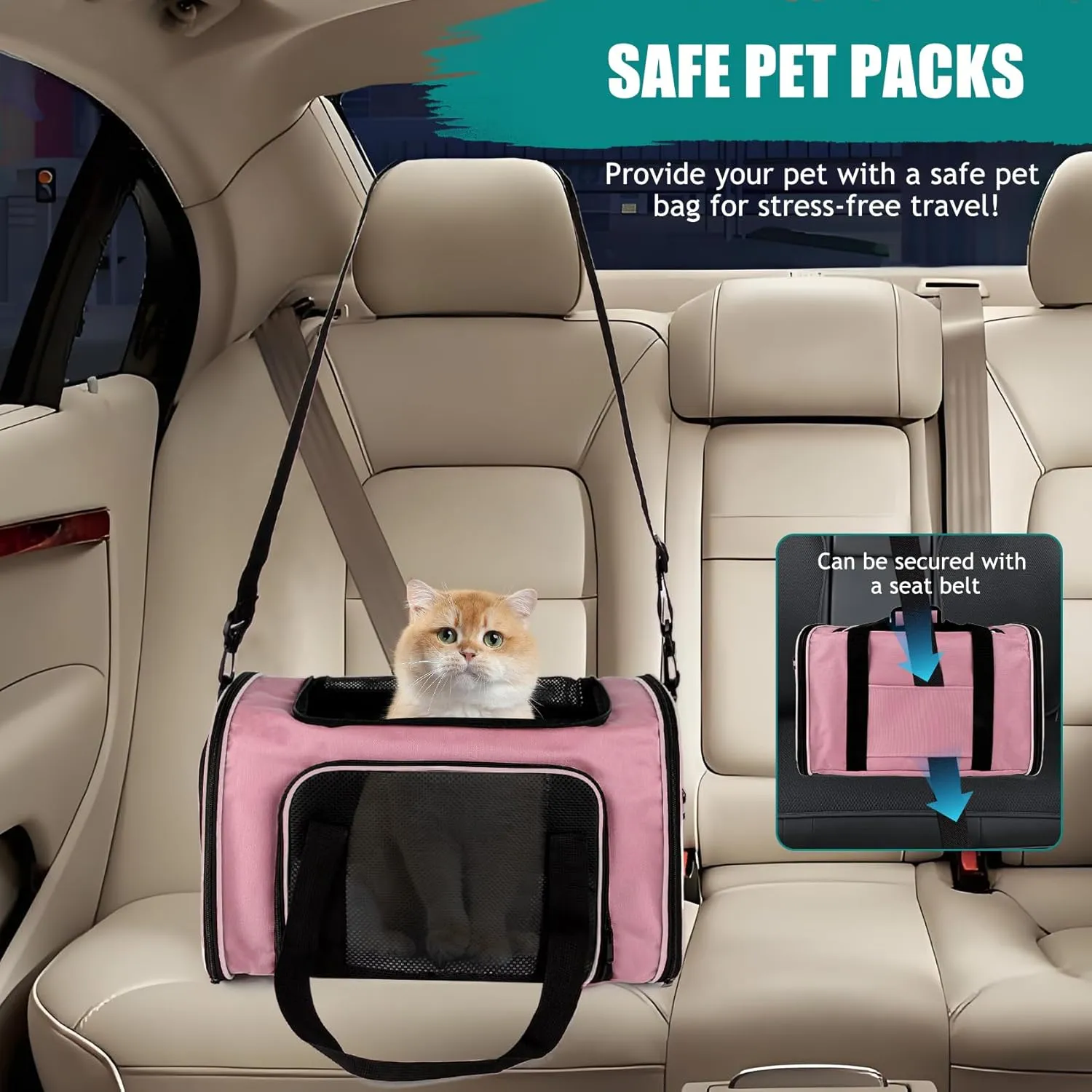 Top tasta Dog Cat Carrier Pet Carriers for Small Medium Large Cats Dogs Carrier Soft Sided Small Puppy Dog Carrier Purse 15 lbs Portable Foldable Airline Approved Dog Cat Travel Carrier Pink 18x11x11
