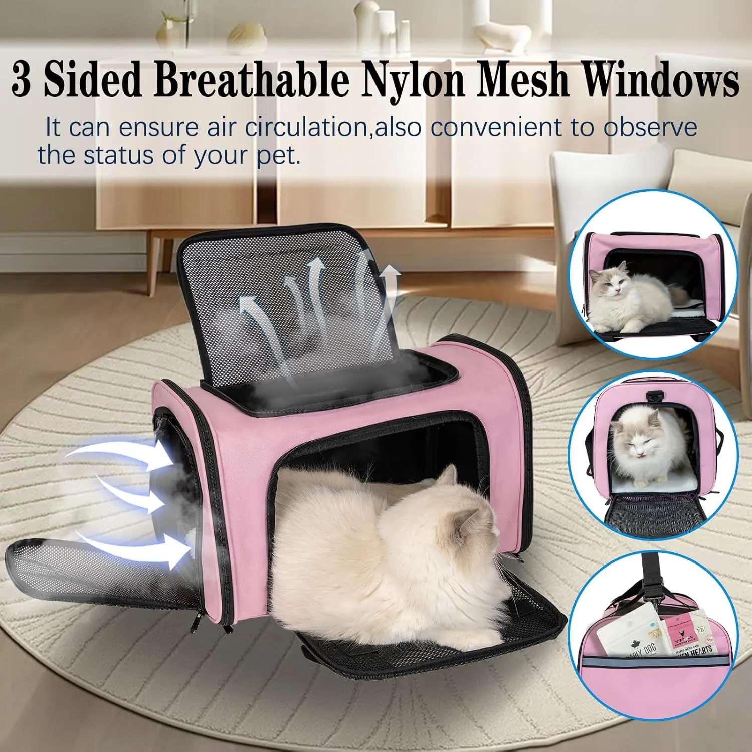 Top tasta Dog Cat Carrier Pet Carriers for Small Medium Large Cats Dogs Carrier Soft Sided Small Puppy Dog Carrier Purse 15 lbs Portable Foldable Airline Approved Dog Cat Travel Carrier Pink 18x11x11