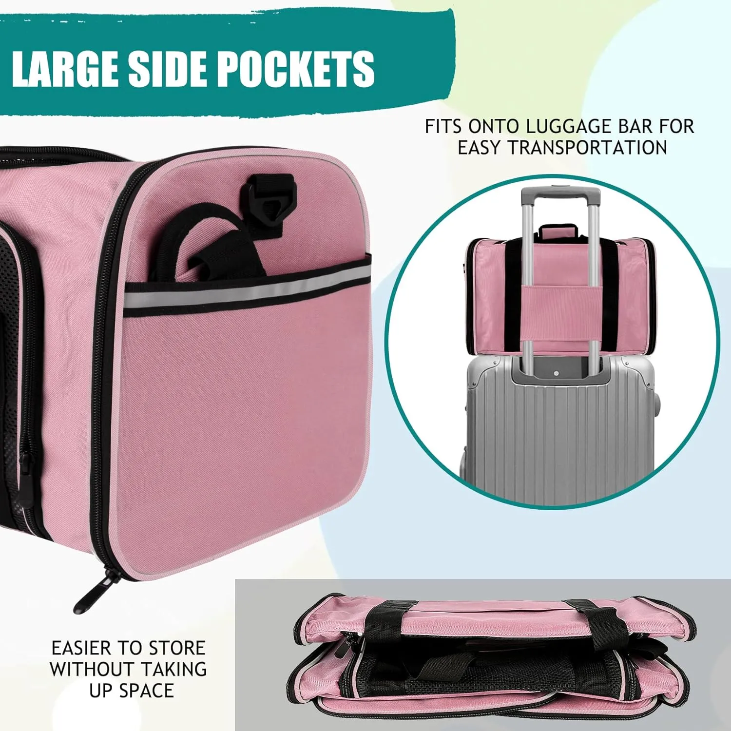 Top tasta Dog Cat Carrier Pet Carriers for Small Medium Large Cats Dogs Carrier Soft Sided Small Puppy Dog Carrier Purse 15 lbs Portable Foldable Airline Approved Dog Cat Travel Carrier Pink 18x11x11