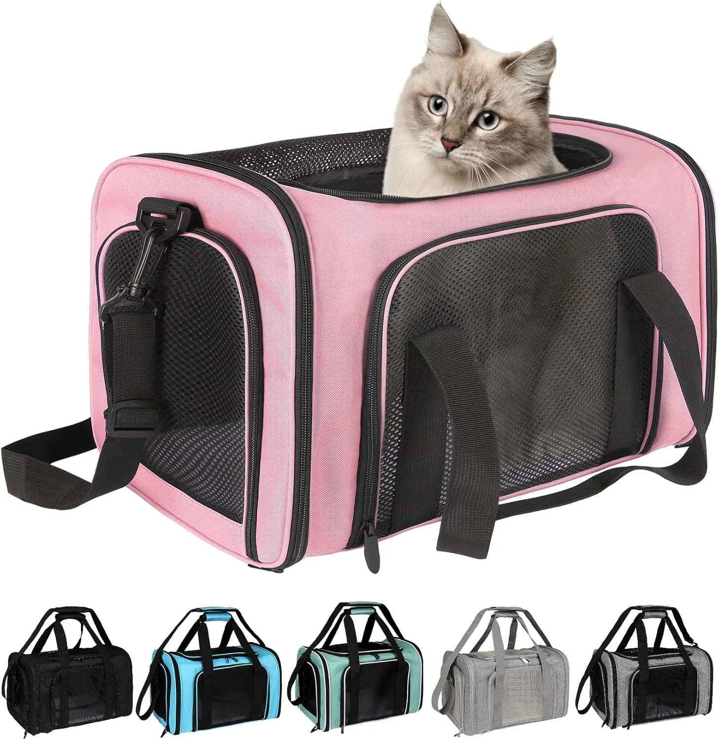 Top tasta Dog Cat Carrier Pet Carriers for Small Medium Large Cats Dogs Carrier Soft Sided Small Puppy Dog Carrier Purse 15 lbs Portable Foldable Airline Approved Dog Cat Travel Carrier Pink 18x11x11
