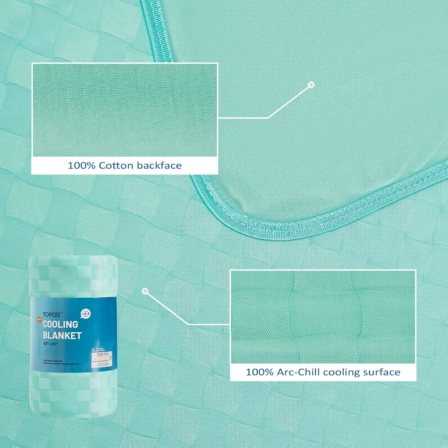 Topcee Cooling Blanket, Summer Cooling Blankets for Hot Sleepers, Arc-Chill Q-Max>0.5 Cool Fiber, Oeko-TEX 100% Certified, Soft, Breathable, Double-Side Bed Throw,Keep Cool for Adults Kids 50"x70"