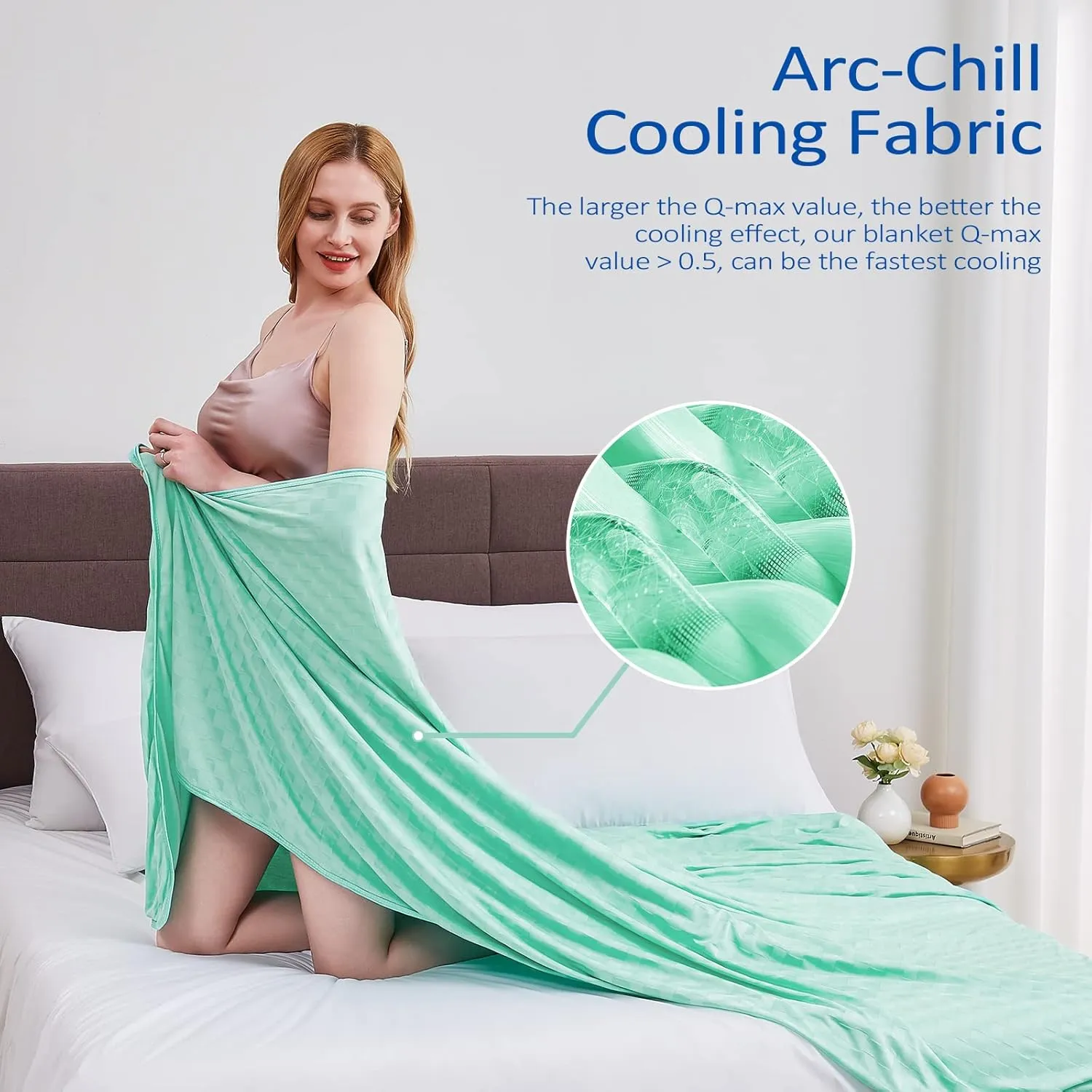 Topcee Cooling Blanket, Summer Cooling Blankets for Hot Sleepers, Arc-Chill Q-Max>0.5 Cool Fiber, Oeko-TEX 100% Certified, Soft, Breathable, Double-Side Bed Throw,Keep Cool for Adults Kids 50"x70"