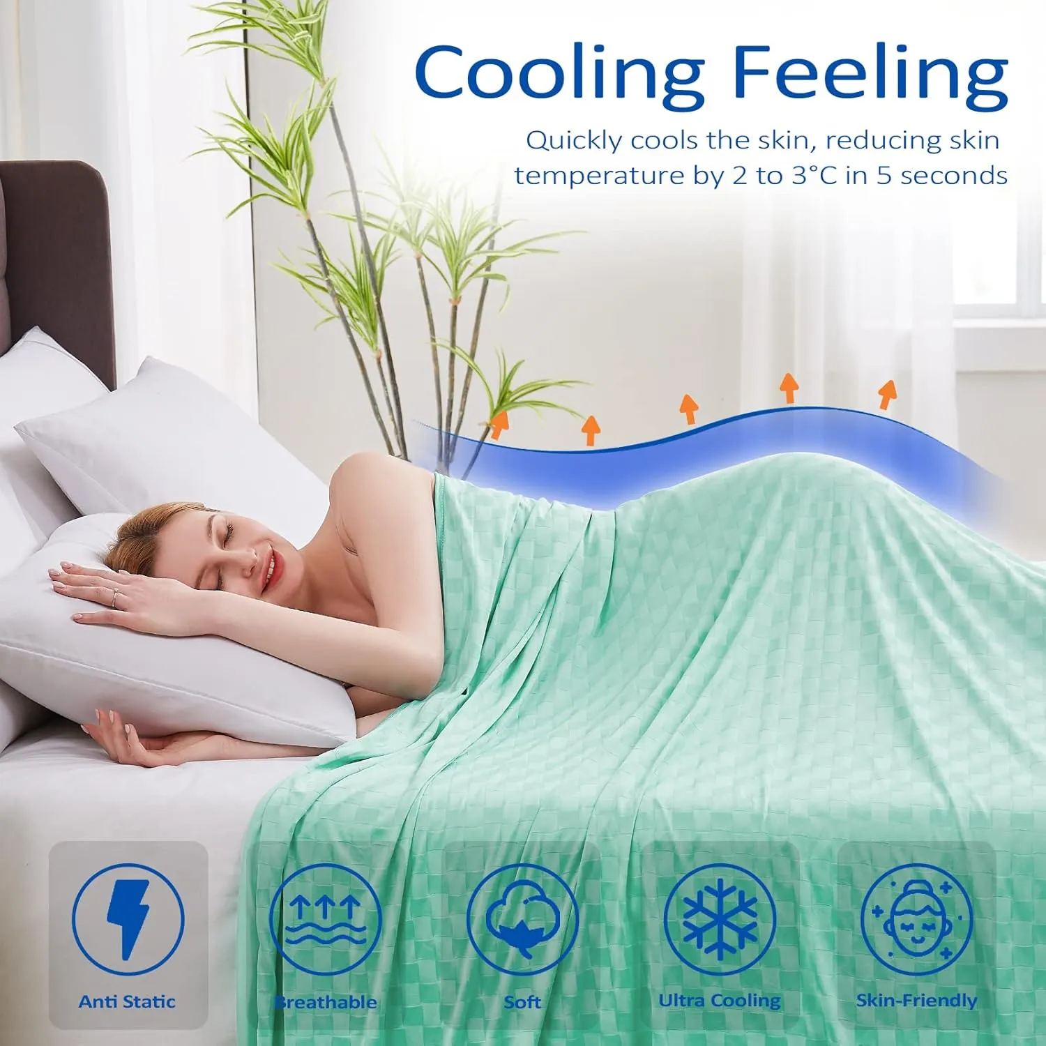 Topcee Cooling Blanket, Summer Cooling Blankets for Hot Sleepers, Arc-Chill Q-Max>0.5 Cool Fiber, Oeko-TEX 100% Certified, Soft, Breathable, Double-Side Bed Throw,Keep Cool for Adults Kids 50"x70"