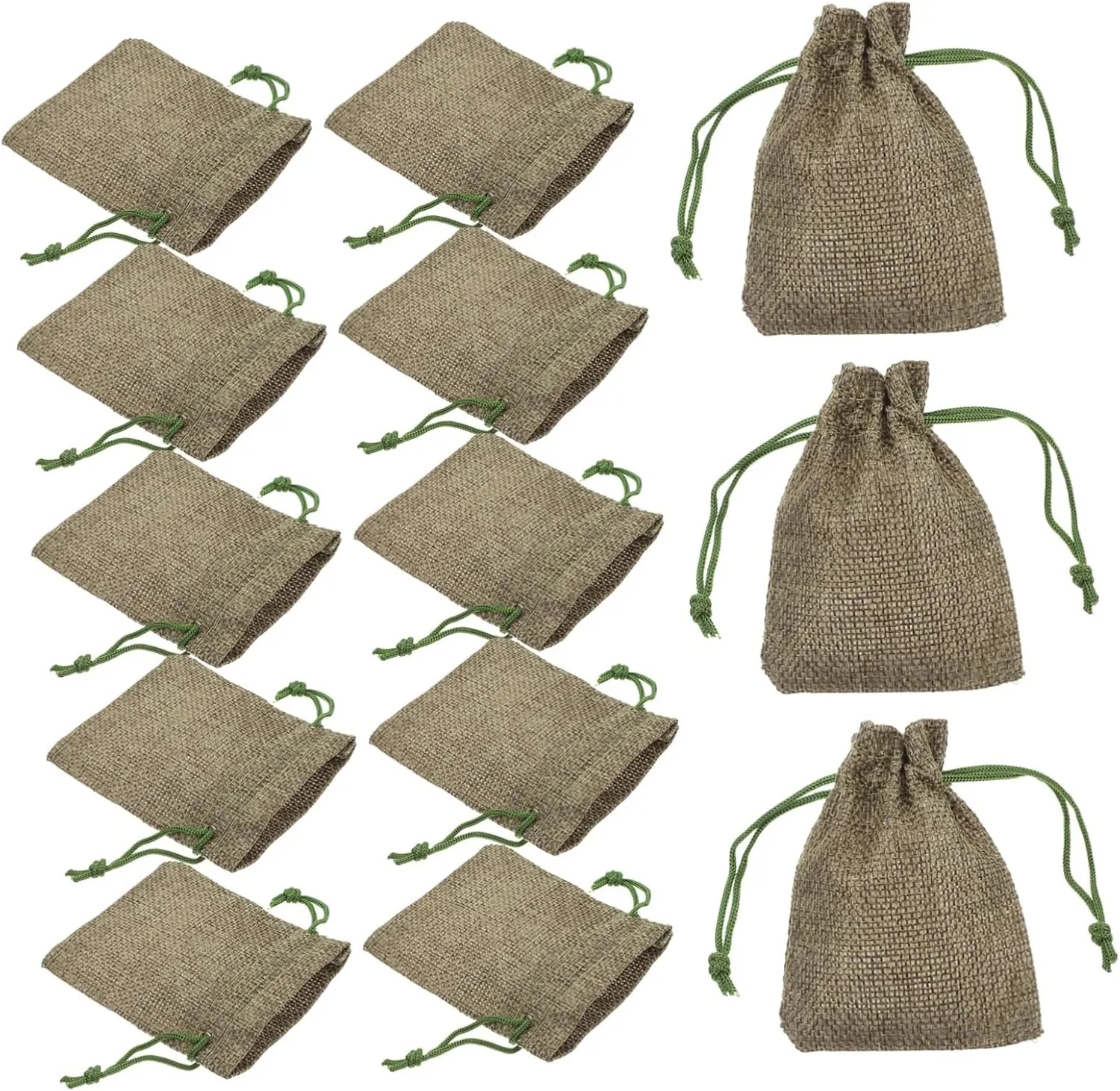 TOPPERFUN 50pcs Burlap Drawstring Sacks Jute Jewelry Bags for Collectibles Candy Favor Pouches Christmas Travel