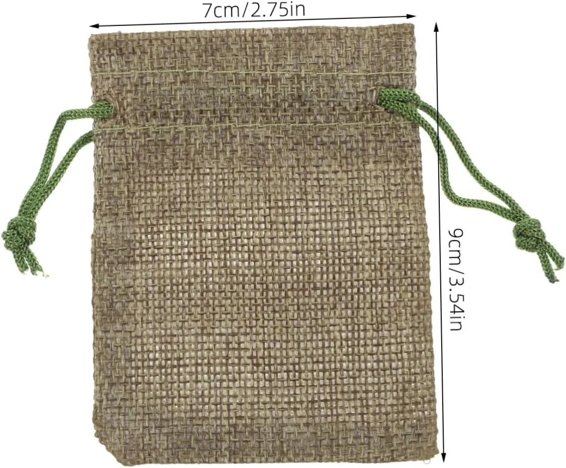 TOPPERFUN 50pcs Burlap Drawstring Sacks Jute Jewelry Bags for Collectibles Candy Favor Pouches Christmas Travel