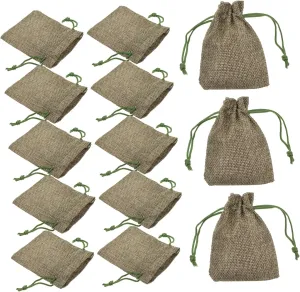 TOPPERFUN 50pcs Burlap Drawstring Sacks Jute Jewelry Bags for Collectibles Candy Favor Pouches Christmas Travel