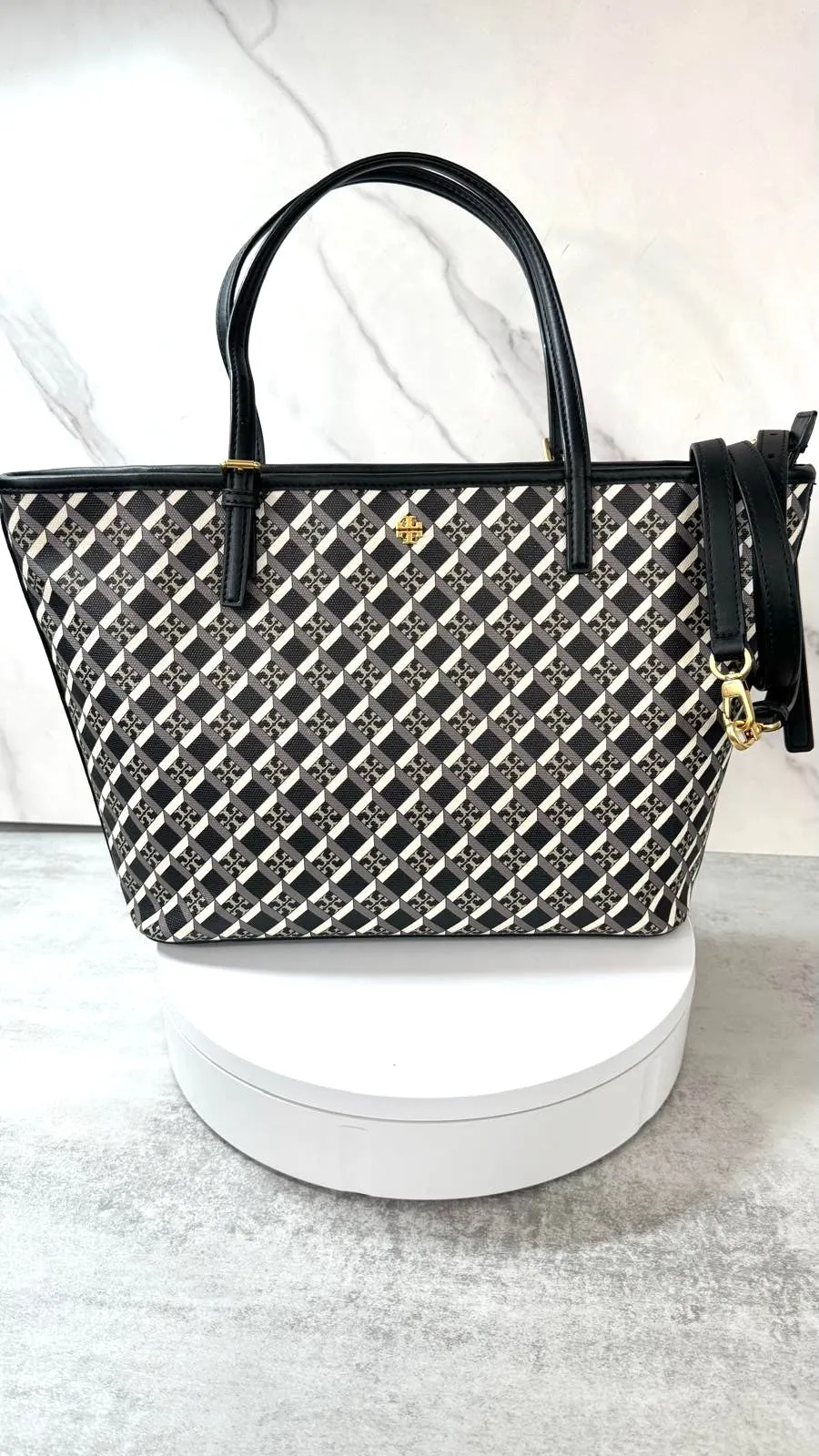 TORY BURCH GEO LOGO TOTE BAG