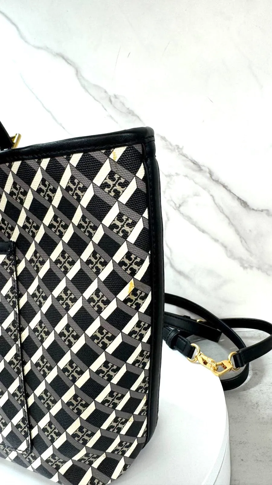 TORY BURCH GEO LOGO TOTE BAG