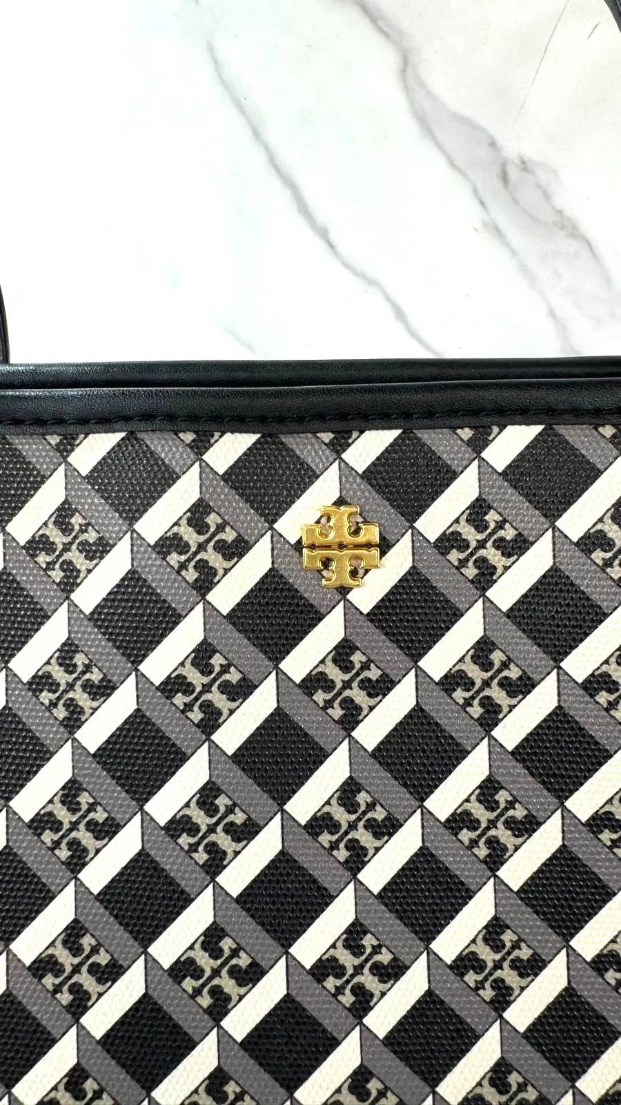 TORY BURCH GEO LOGO TOTE BAG
