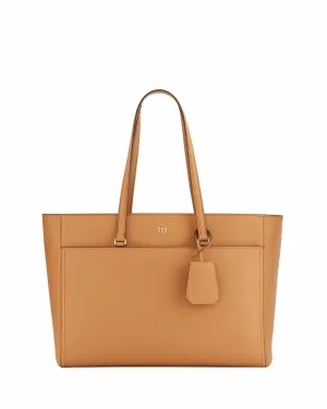 TORY BURCH ROBINSON CAMEL SAFFIANO LEATHER TOTE