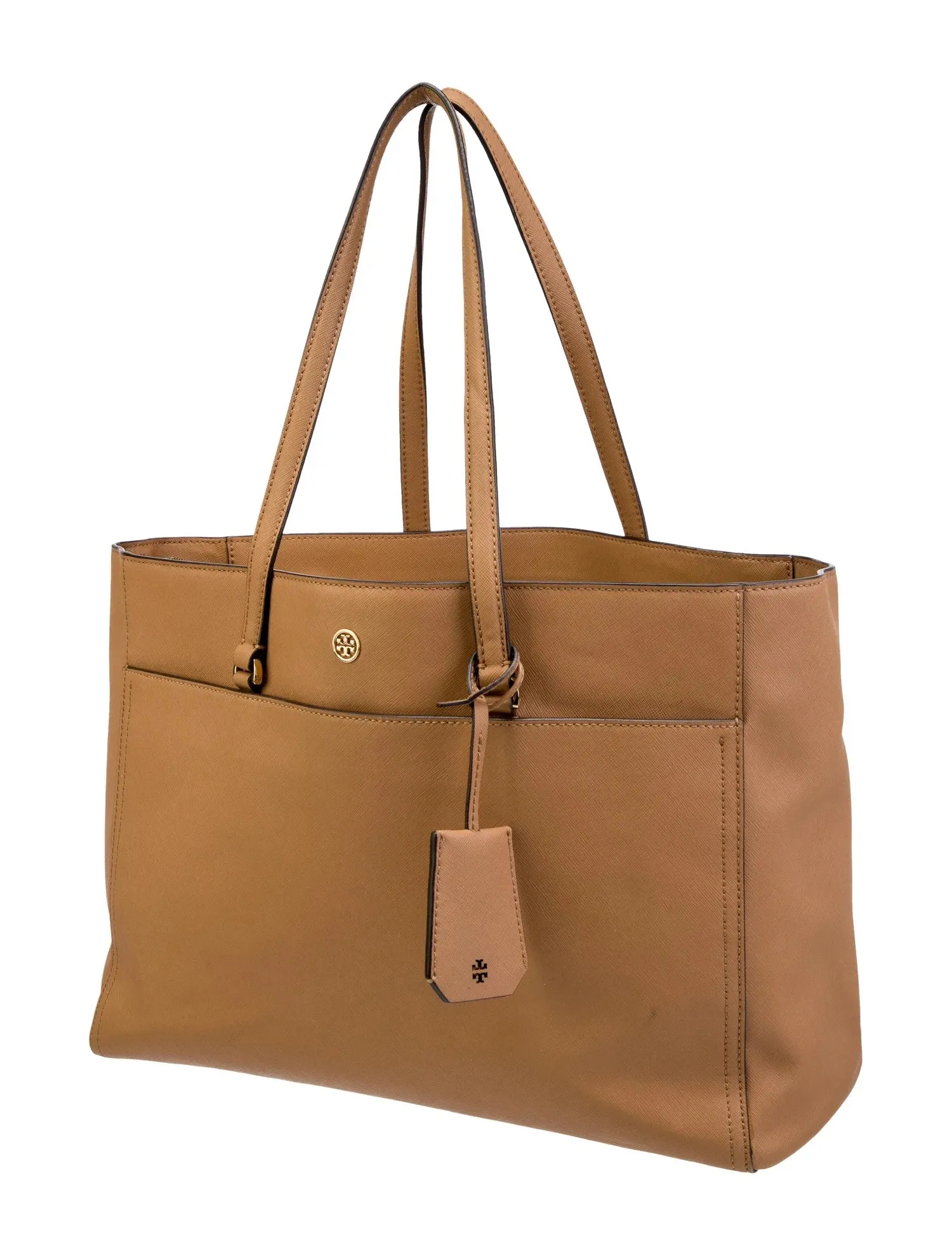 TORY BURCH ROBINSON CAMEL SAFFIANO LEATHER TOTE