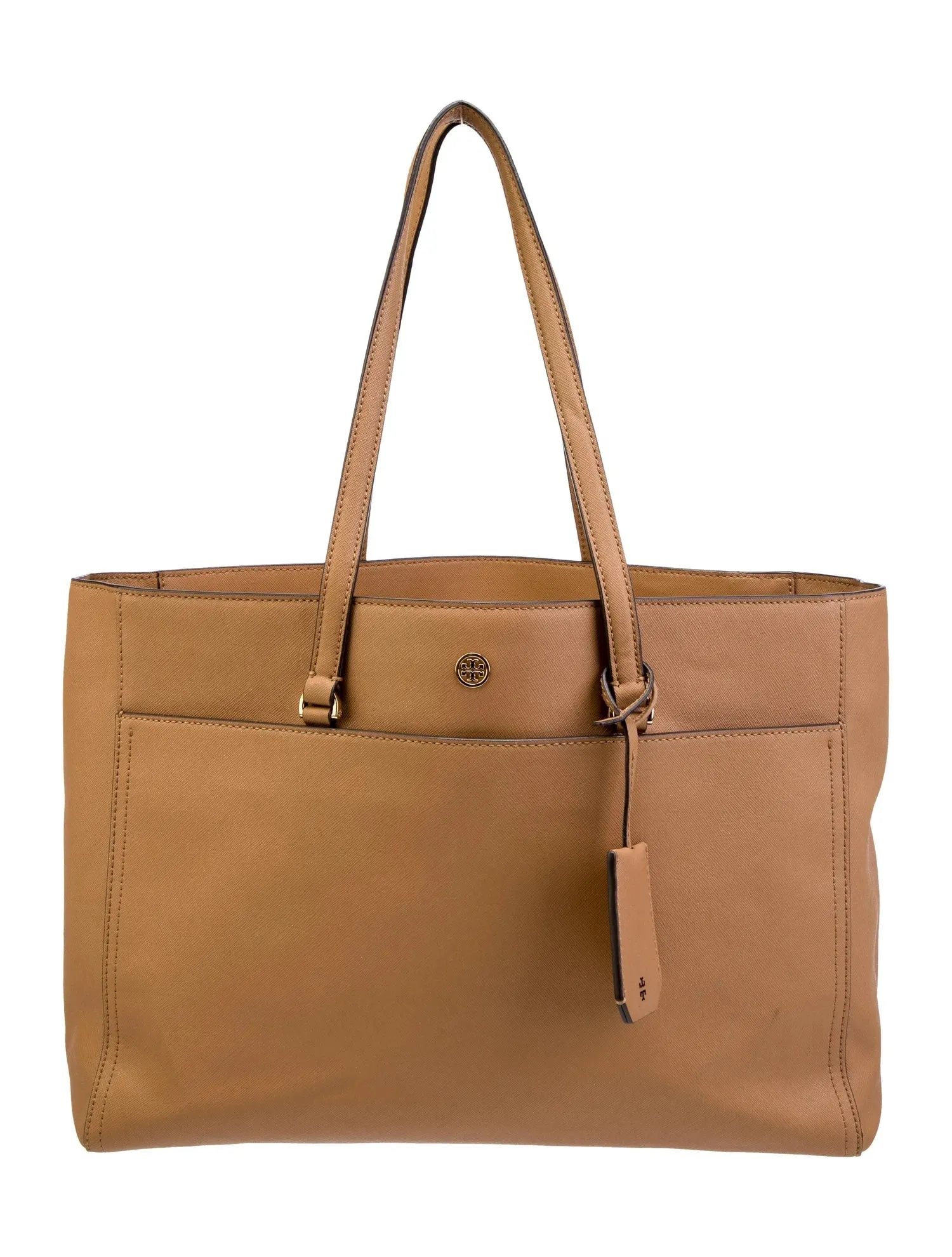 TORY BURCH ROBINSON CAMEL SAFFIANO LEATHER TOTE