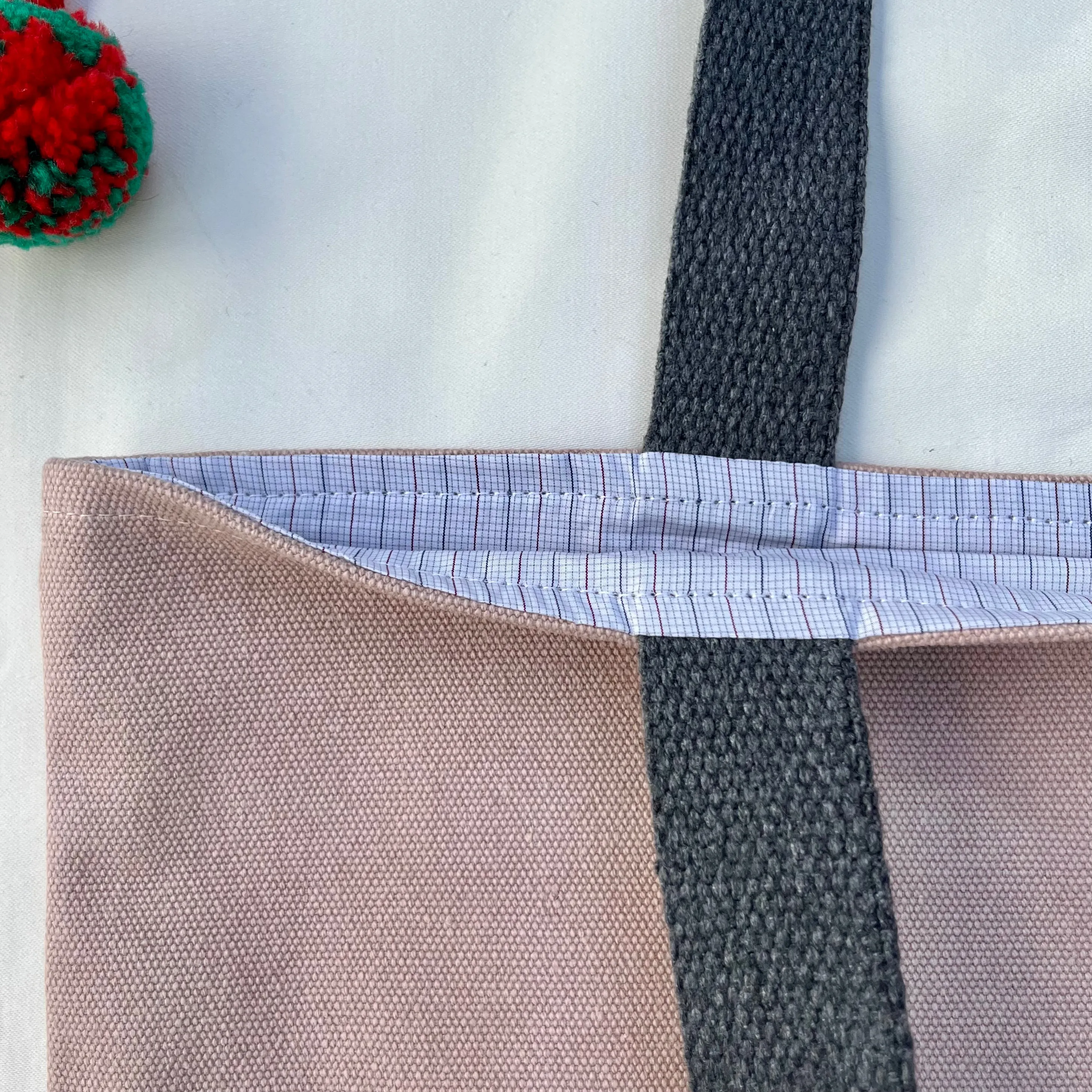 Tote bag. Dusty pink cotton canvas and waxed linen tote.