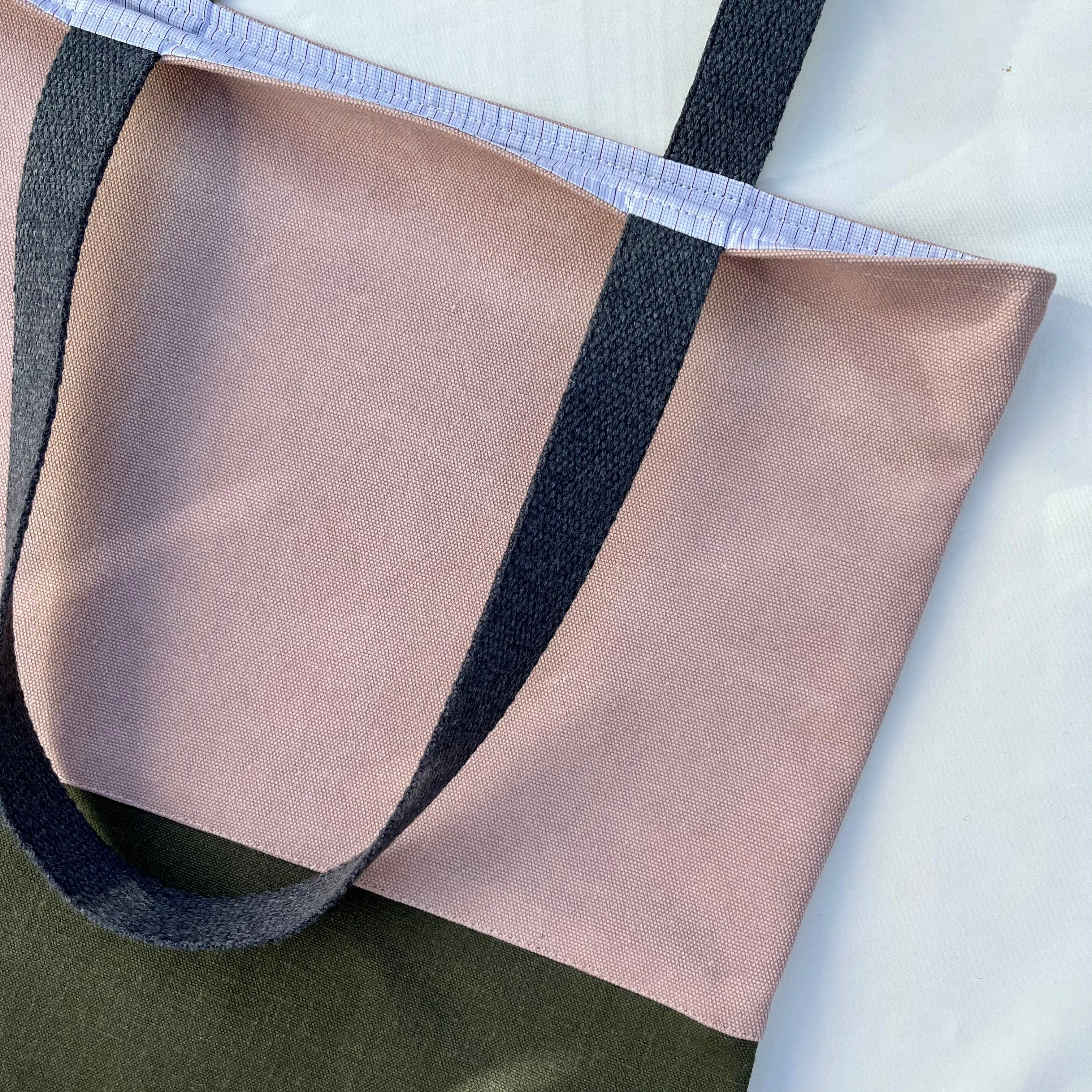 Tote bag. Dusty pink cotton canvas and waxed linen tote.