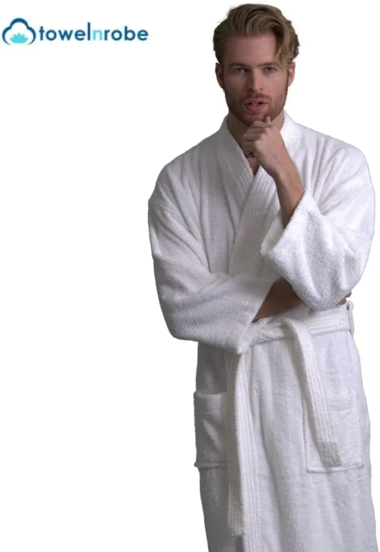 TOWELNROBEMen's Robe, Turkish Terry Bathrobe, Cotton Kimono Spa Bathrobe