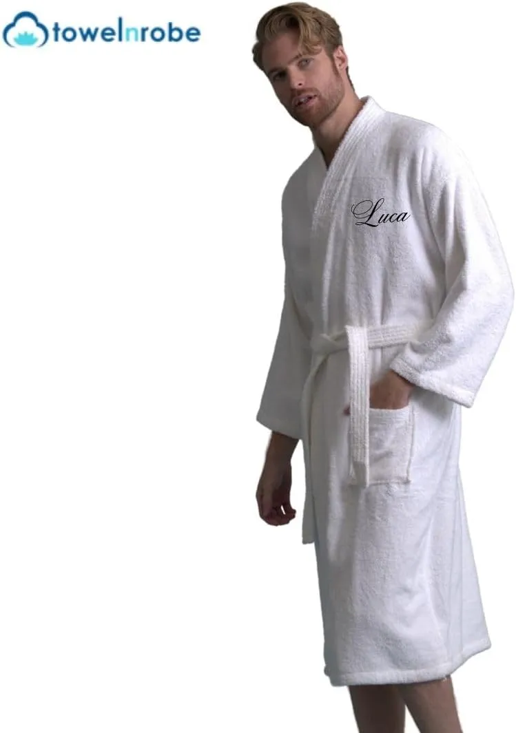 TOWELNROBEMen's Robe, Turkish Terry Bathrobe, Cotton Kimono Spa Bathrobe