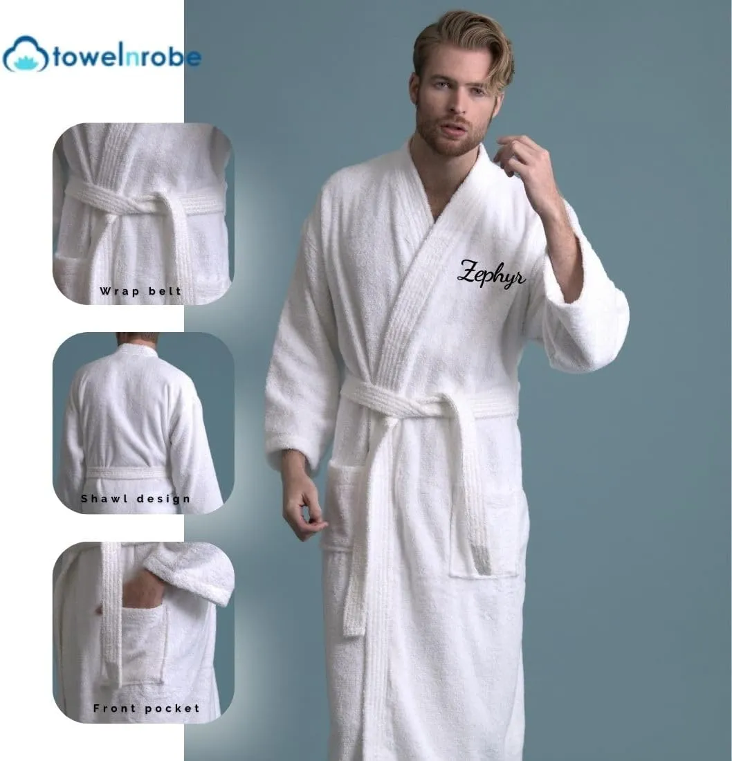 TOWELNROBEMen's Robe, Turkish Terry Bathrobe, Cotton Kimono Spa Bathrobe