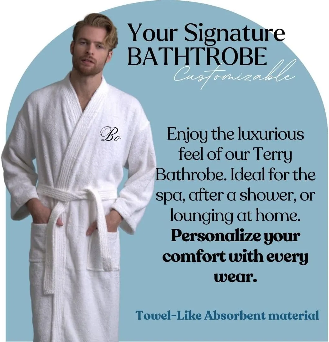 TOWELNROBEMen's Robe, Turkish Terry Bathrobe, Cotton Kimono Spa Bathrobe