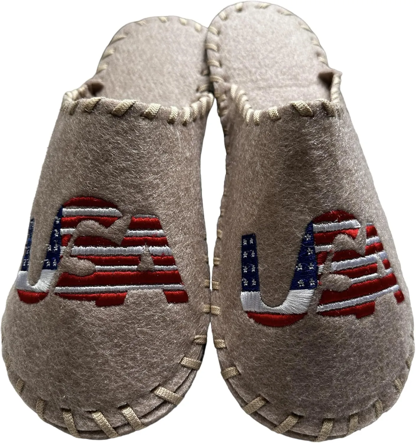 Traditional Spa Slippers - Non-Slip Closed Toe White Sauna Slippers - Bath House Slippers with Embroidered USA National Symbols Stylish Comfort for Every Guest - Universal Size