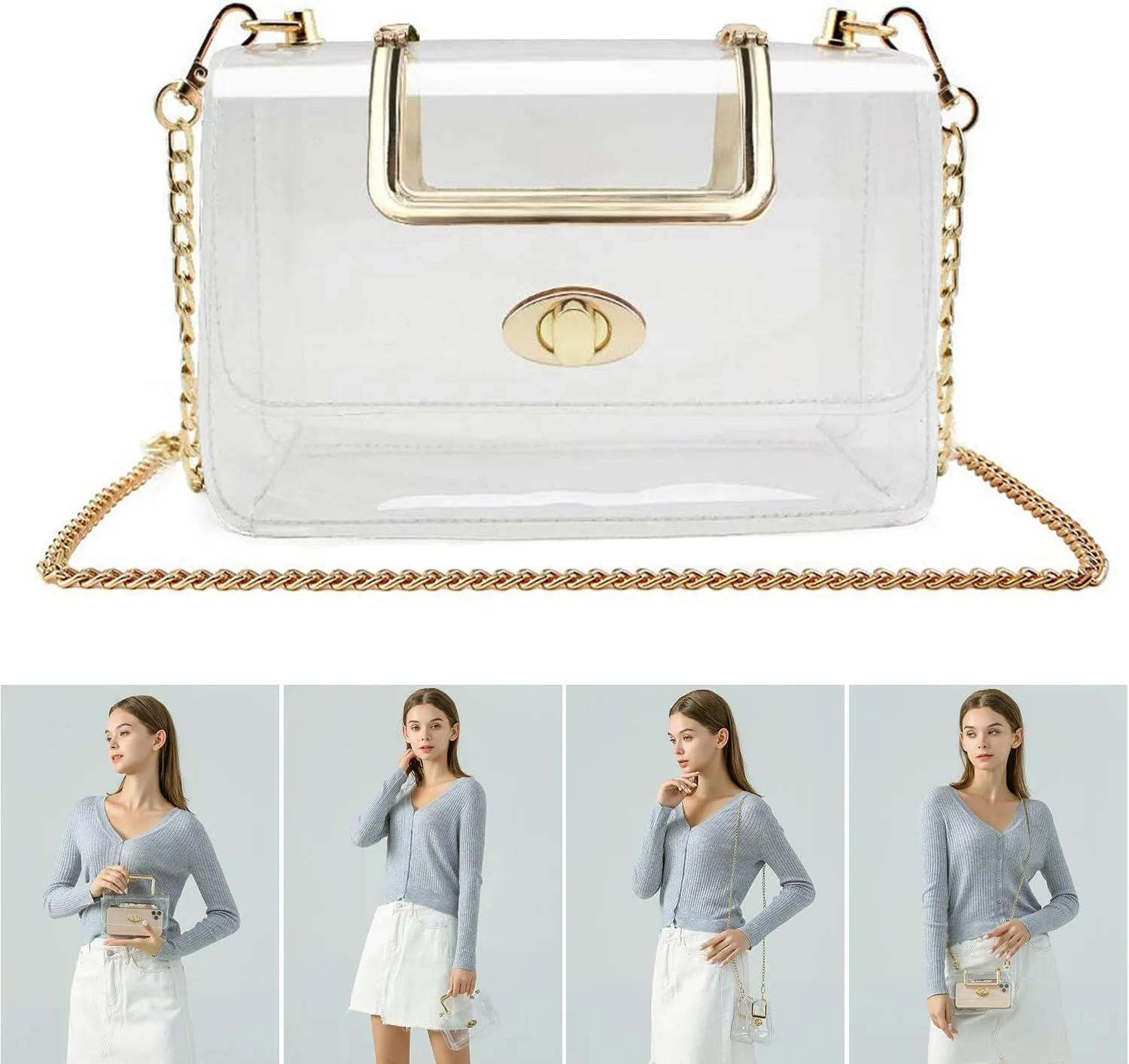 Transparent Clutch Clear Purse Crossbody Shoulder Bags Stadium Approved Bags