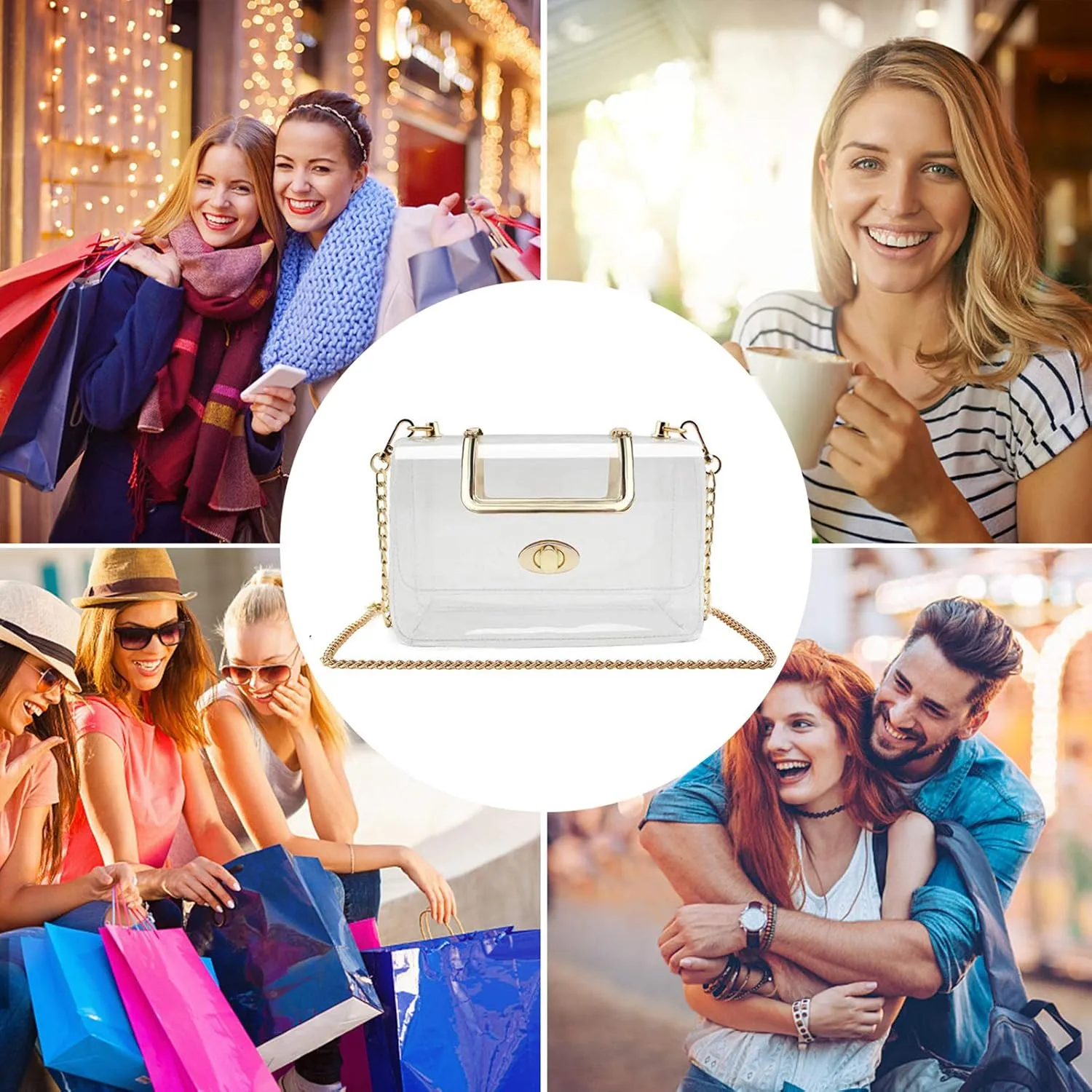 Transparent Clutch Clear Purse Crossbody Shoulder Bags Stadium Approved Bags