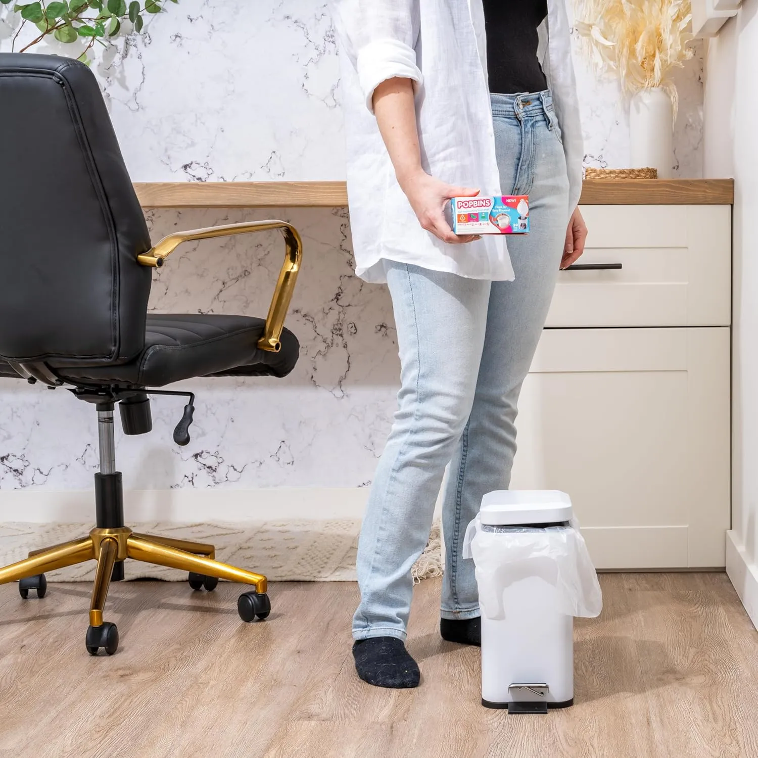 Trash Bags - Small Garbage Bags, Clear Trash Can Liners for Bathroom Bins, Bedroom, Office & Kitchen Waste, Multi-Purpose Household Wastebasket Cleaning Supplies - 1.2 Gallon, Pack of 1