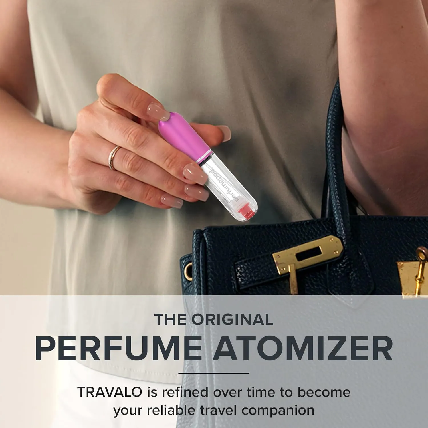 Travalo Pod Pure Perfume Atomizer 3 Pack Bundle - Leak-Proof and TSA Approved for Air Travel - Reusable and Airtight Easy-Fill Mini Pump Sprayer - Lightweight - Perfect Pink, Hot Pink, Gold - 3 Pack