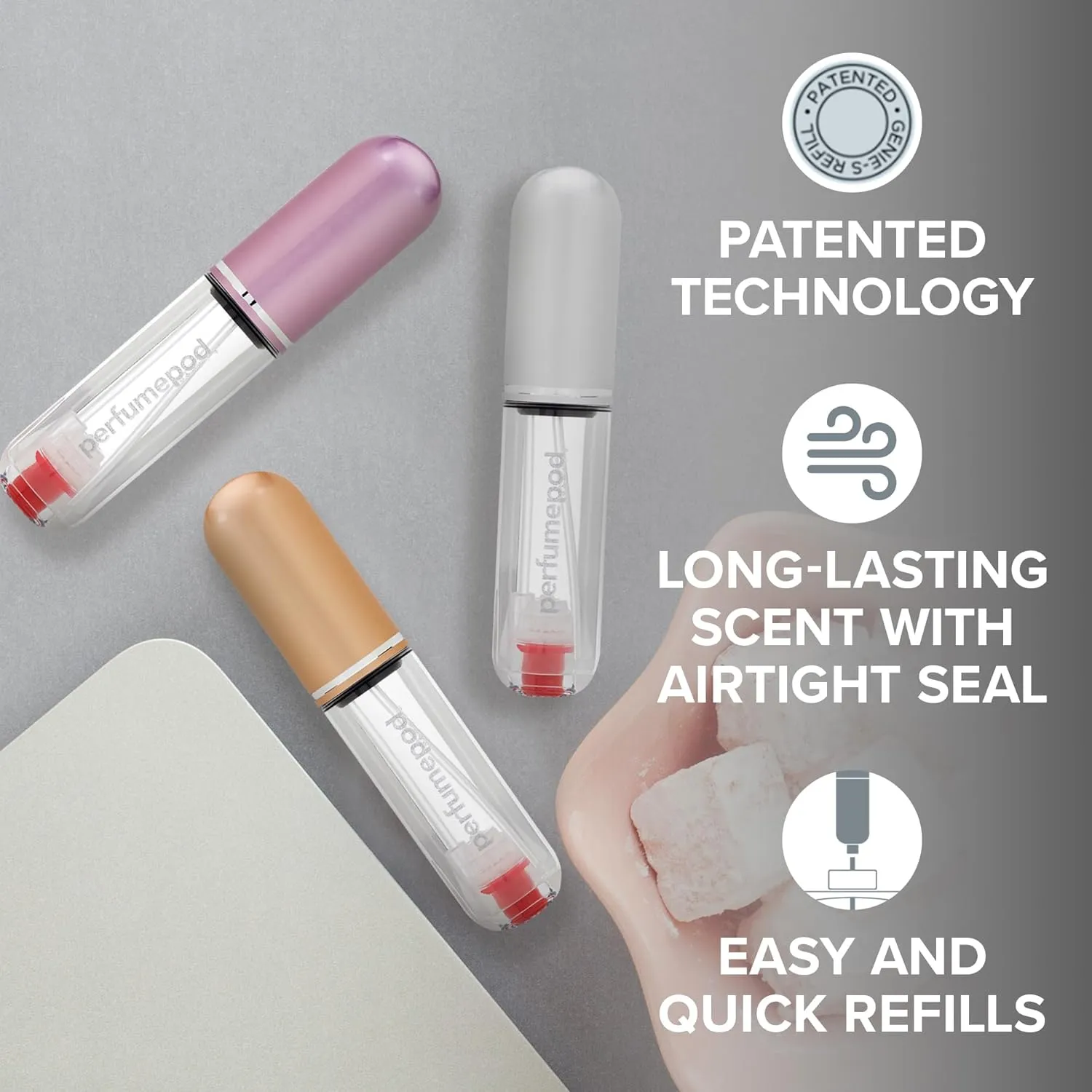 Travalo Pod Pure Perfume Atomizer 3 Pack Bundle - Leak-Proof and TSA Approved for Air Travel - Reusable and Airtight Easy-Fill Mini Pump Sprayer - Lightweight - Perfect Pink, Hot Pink, Gold - 3 Pack