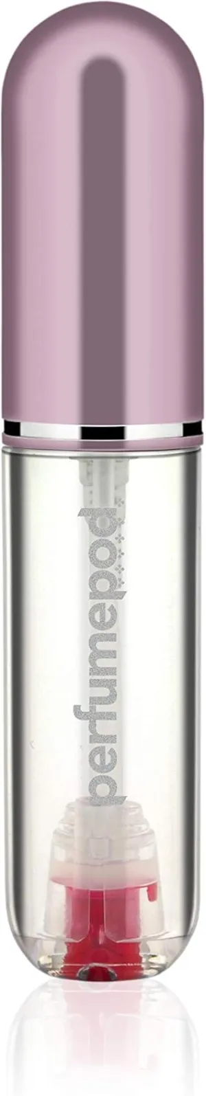 Travalo Pod Pure Perfume Atomizer - Leak-Proof and TSA Approved for Air Travel - Reusable and Airtight Easy-Fill Mini Pump Sprayer - Lightweight, Clear Body, Fun Colorful Lid - Perfect Pink 0.17oz