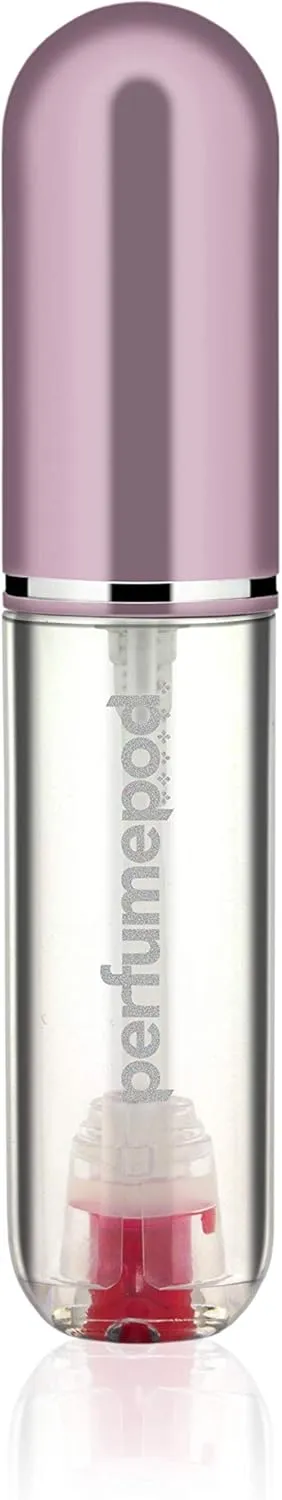 Travalo Pod Pure Perfume Atomizer - Leak-Proof and TSA Approved for Air Travel - Reusable and Airtight Easy-Fill Mini Pump Sprayer - Lightweight, Clear Body, Fun Colorful Lid - Perfect Pink 0.17oz