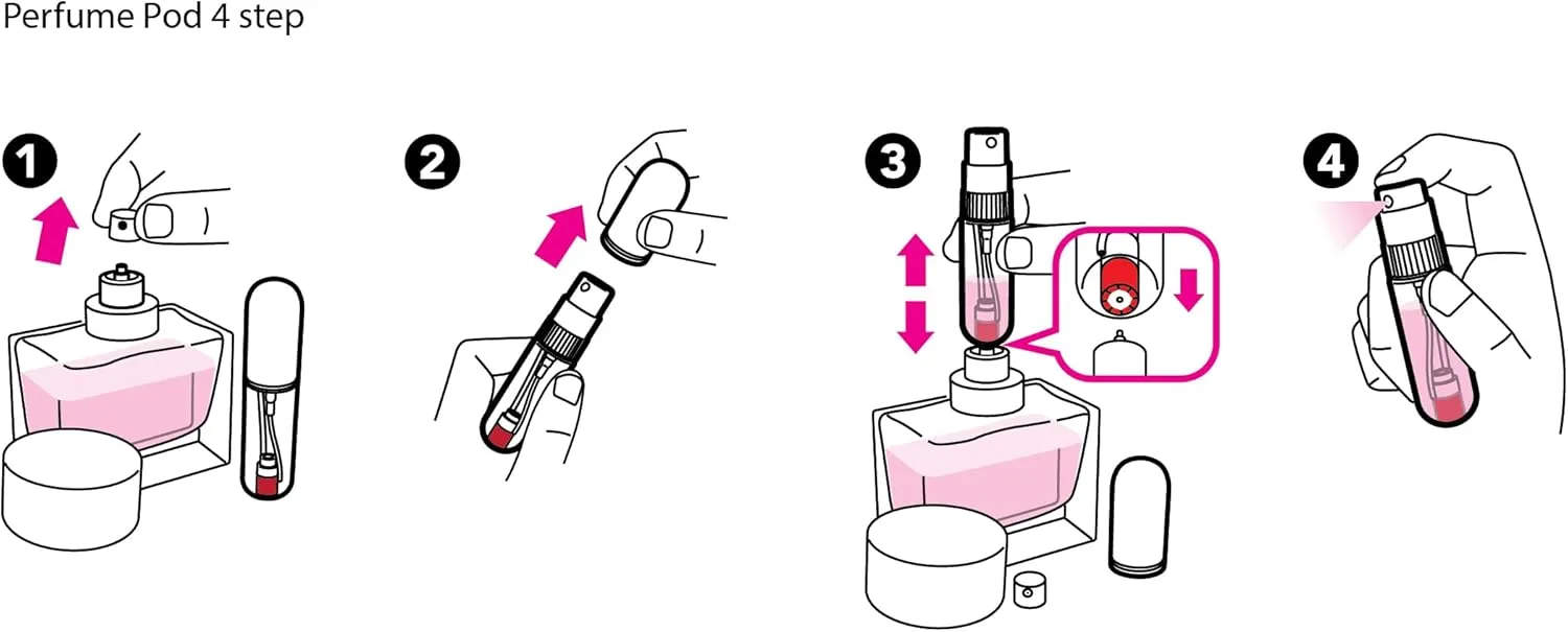 Travalo Pod Pure Perfume Atomizer - Leak-Proof and TSA Approved for Air Travel - Reusable and Airtight Easy-Fill Mini Pump Sprayer - Lightweight, Clear Body, Fun Colorful Lid - Perfect Pink 0.17oz