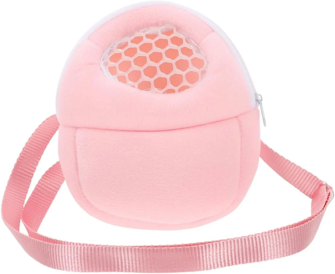 Travel Bag for Small Animals: Hamster Shoulder Pouch Mesh Panels Velvet Interior Pet Carrier for Guinea