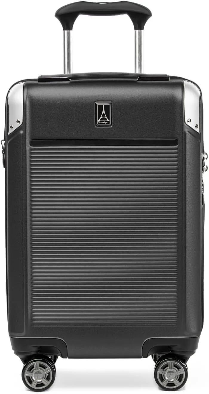 Travelpro Platinum Elite Hardside Expandable Carry on Luggage, 8 Wheel Spinner, TSA Lock, Hard Shell Polycarbonate Suitcase, Shadow Black, Compact Carry on 20-Inch