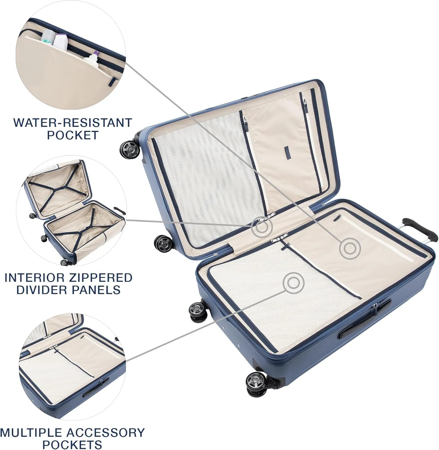 Travelpro Platinum Elite Hardside Expandable Checked Luggage, 8 Wheel Spinner, TSA Lock, Hard Shell Polycarbonate Suitcase, Dark Sky Blue, Checked Large 28-Inch