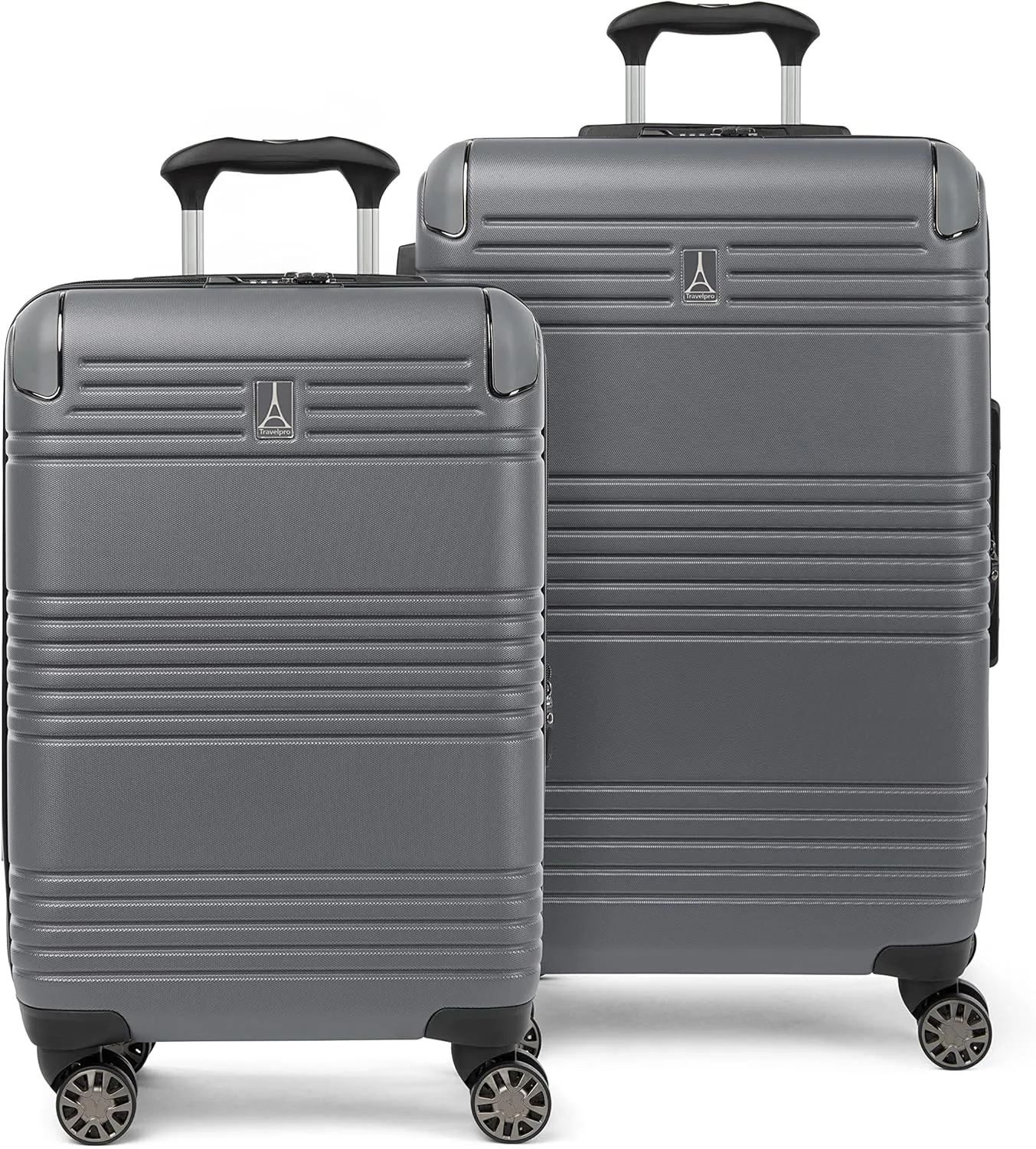Travelpro Roundtrip Hardside Expandable Luggage, TSA Lock, 8 Spinner Wheels, Hard Shell Polycarbonate Suitcase, Gunmetal, 2-Piece Set (21/25)