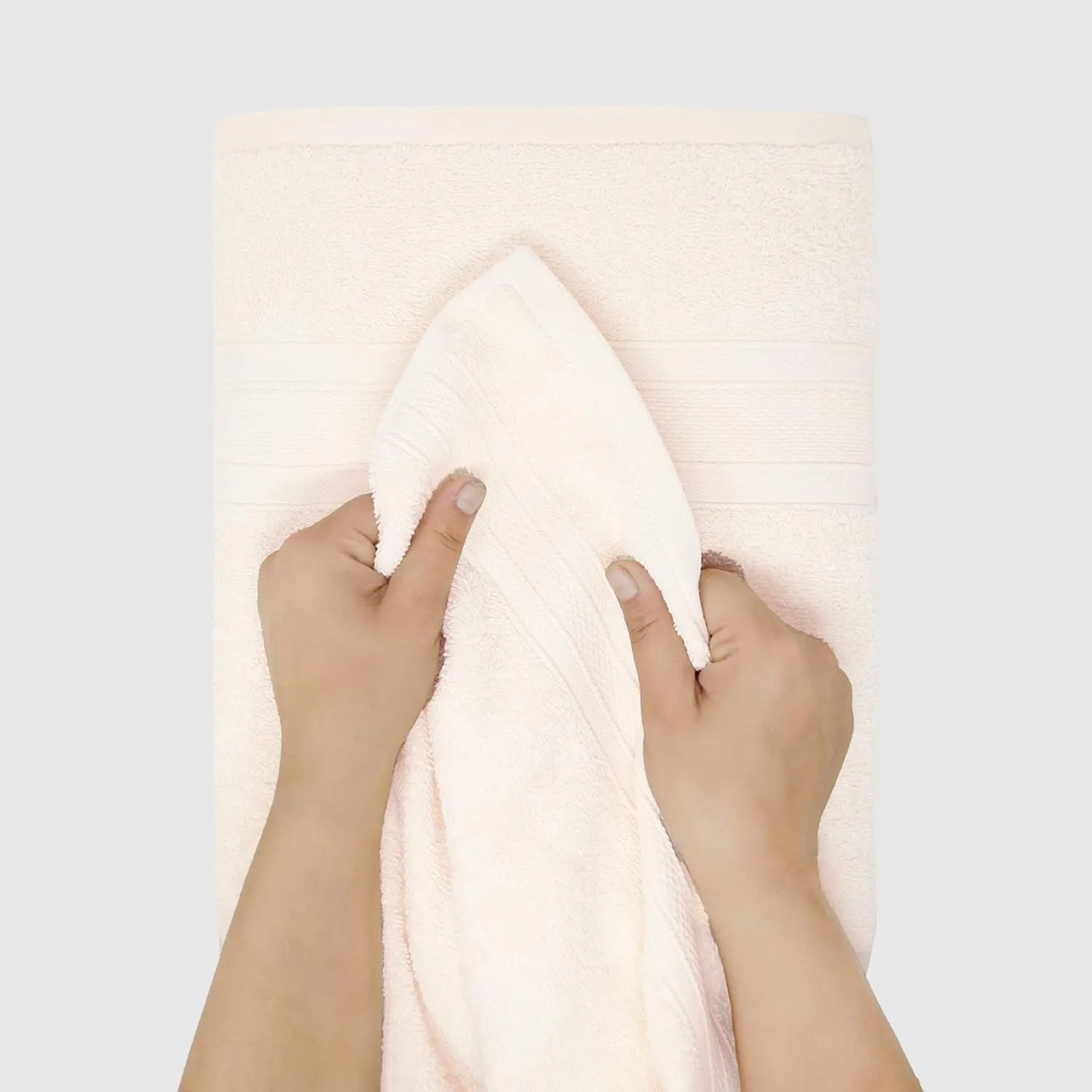 TRIDENT Soft & Plush Luxury Towel Set, 100% Cotton, 2 Bath Towels 2 Hand Towels 2 Washcloths Highly Absorbent Towels for Bathroom, 6 Pieces Offwhite Linen Towel Sets