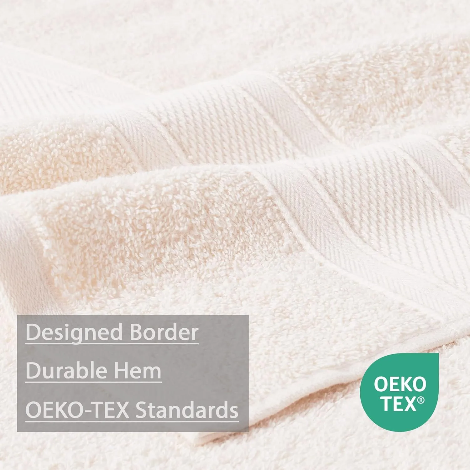 TRIDENT Soft & Plush Luxury Towel Set, 100% Cotton, 2 Bath Towels 2 Hand Towels 2 Washcloths Highly Absorbent Towels for Bathroom, 6 Pieces Offwhite Linen Towel Sets